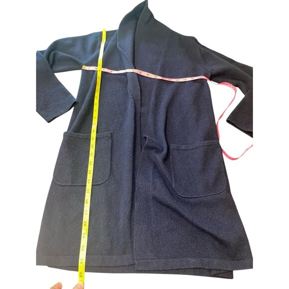 TALBOTS Women's Large Navy Blue Open Front Cardigan Sweater Long Length READ - Picture 7 of 14